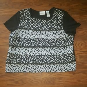 Short sleeve polka dot with ruffles.